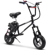 A modern black electric bike with a well-padded seat, perfect for city travel and recreational cycling.